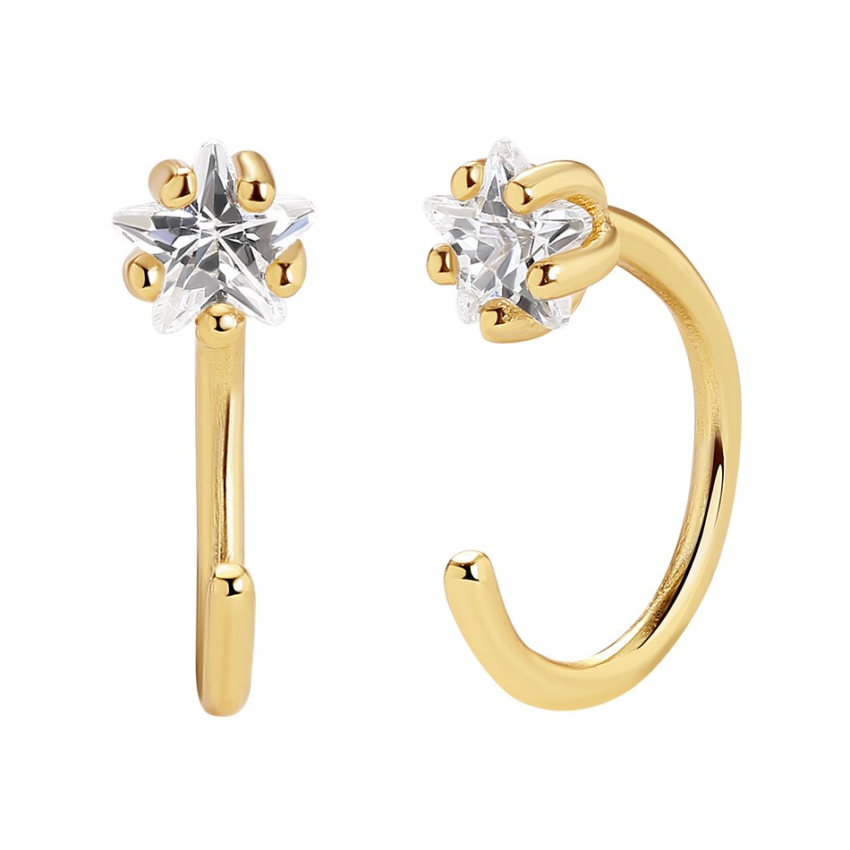 ELESHE Authentic 925 Sterling Silver Bold Hoops Earrings for Women 18K Gold Plated Circle Earrings Wedding Engagement Jewelry