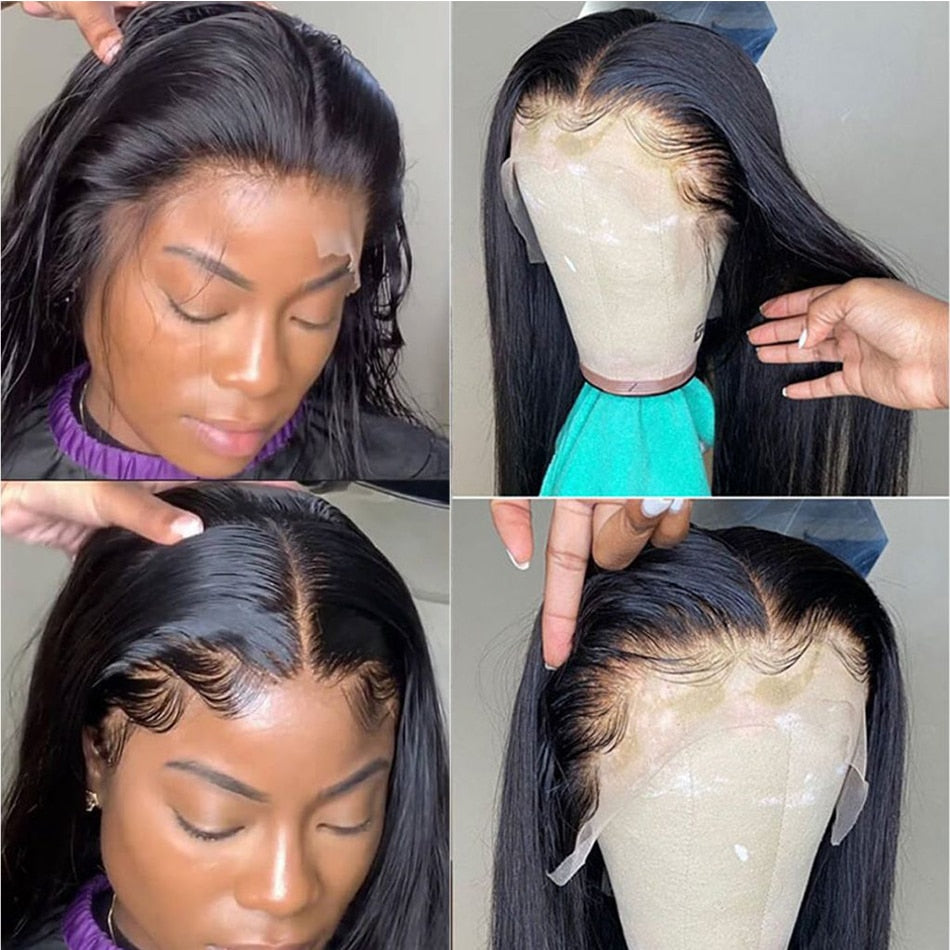 ONETIDE Transparent 34 Inch Bone Straight Lace Front Wig Brazilian Human Hair 13x4 Lace Frontal Wigs For Women Closure Wigs