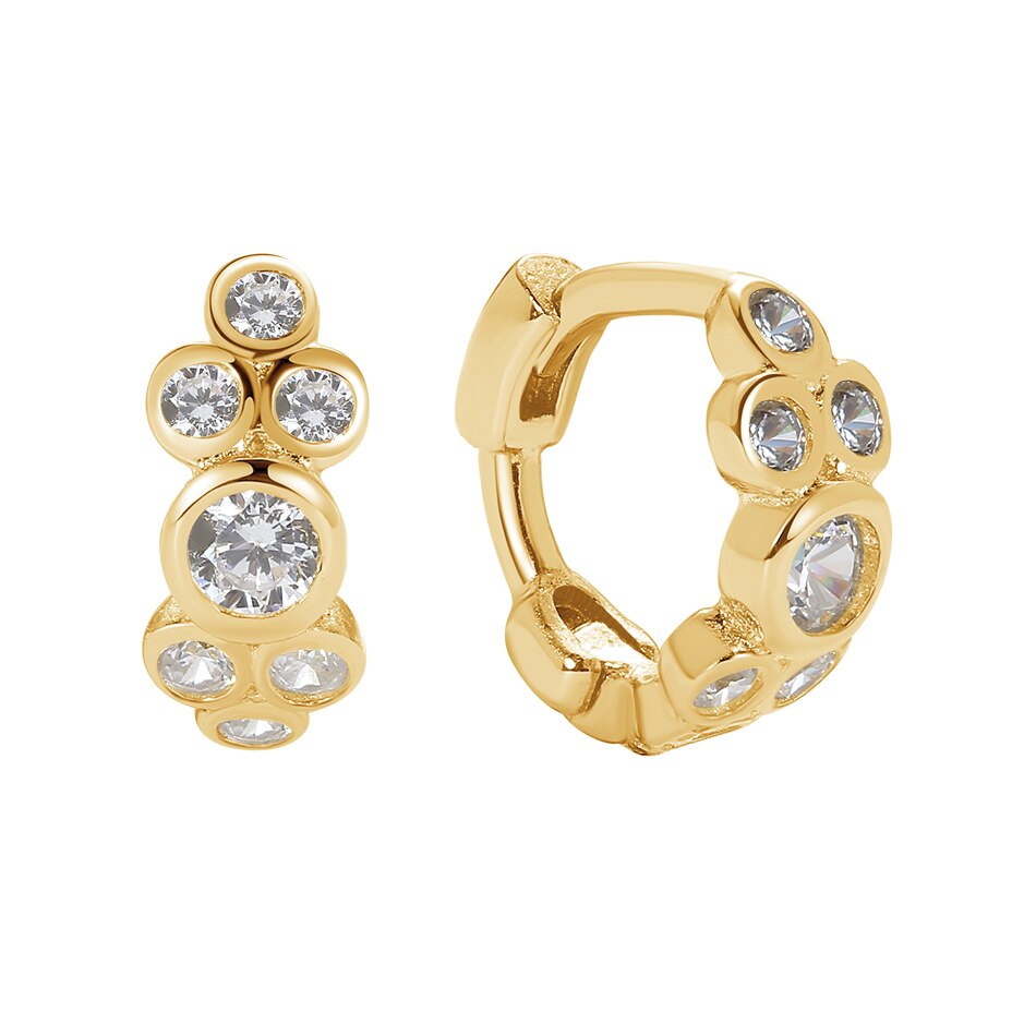 ELESHE Authentic 925 Sterling Silver Bold Hoops Earrings for Women 18K Gold Plated Circle Earrings Wedding Engagement Jewelry