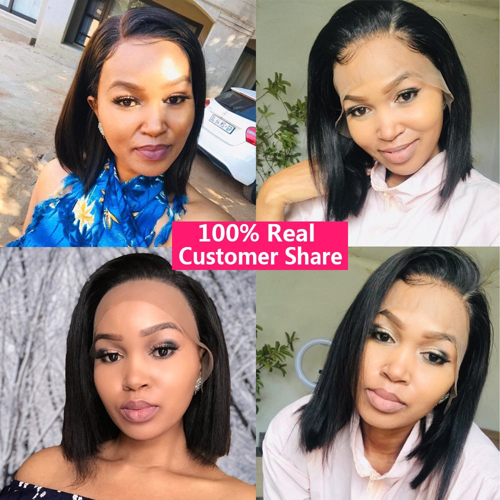 Lace Wig Short Bob Wig Pre Plucked Bone Straight Human Hair Wigs For Women Double Drawn Virgin Human Hair Wig Bob Lace Wigs