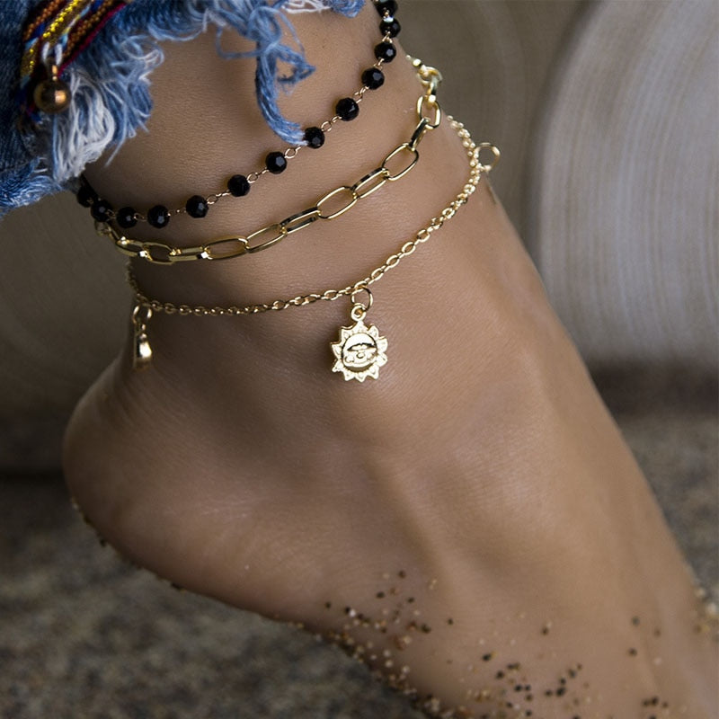 Women's Fashion Luxury Glamour Anklet Girl Girl Grunge Aesthetics Gold-plated Cuff Anklet Jewelry Harajuku Accessories