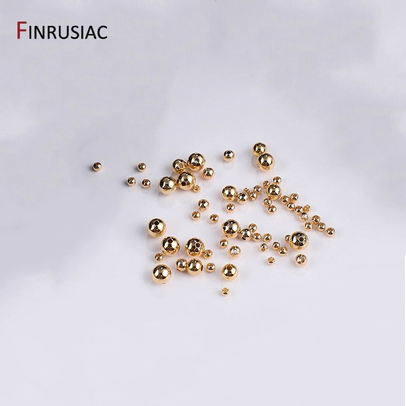 Gold Plated Round Spacer Beads For Jewelry Making DIY Making Bracelet Necklace Ball Beads Wholesale