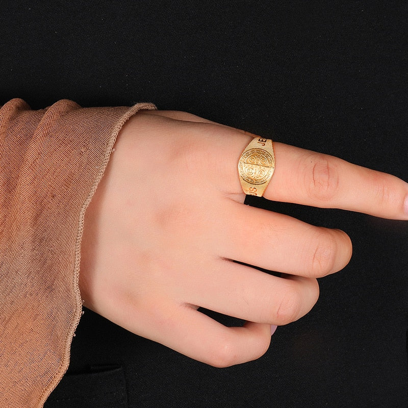 Gold Silver Plated Religion Cross Rings for Women Men 316L Stainless Steel Open Adjustable Rings Fashion Jewelry Gift 2022