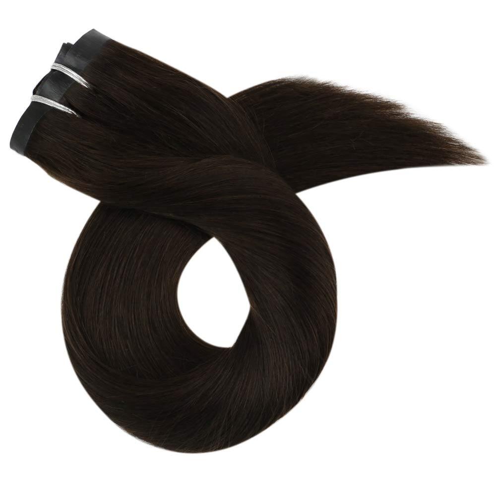 Moresoo Seamless PU Clip in Human Hair Extensions 14-22 inch Hair Straight Machine Remy Brazilian 7PC 100G Natural Invisible