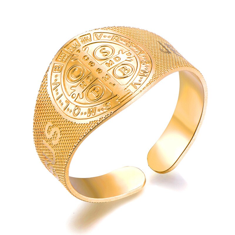 Gold Silver Plated Religion Cross Rings for Women Men 316L Stainless Steel Open Adjustable Rings Fashion Jewelry Gift 2022