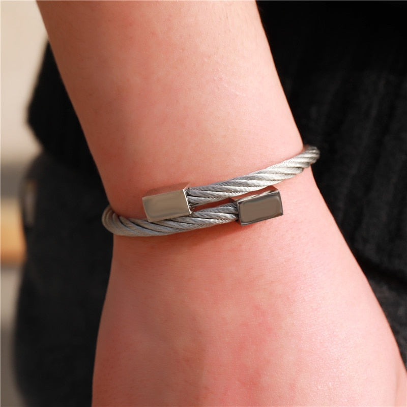 Classic Men Bracelet Charm Jewelry Fashion Luxury Gold Color plated Stainless Steel Cube Handmade Bracelets Male Homme