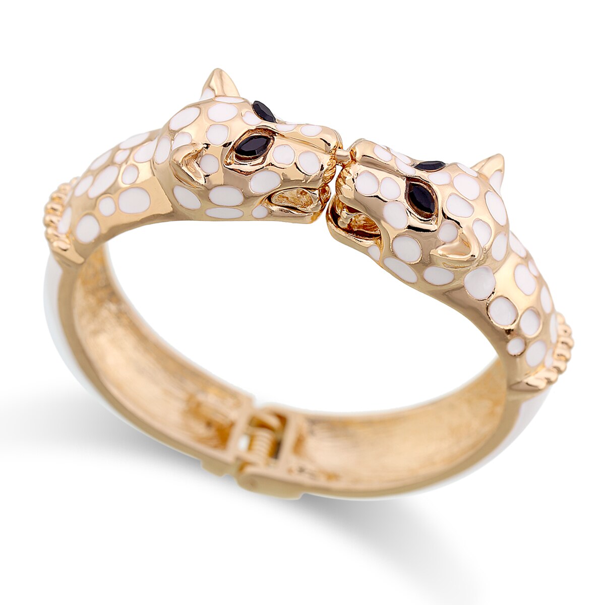 KAYMEN New Fashion Statement Animal Enamel Cuff Bracelets Bangle Gold Plated Colourful Double Leopards Bracelet for Women