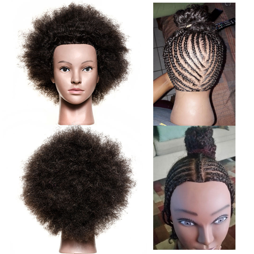 Traininghead Salon Afro Mannequin Head Human Hair Dummy Doll Hairdressing Training Head Real Hair Manikin Head Braiding Practice
