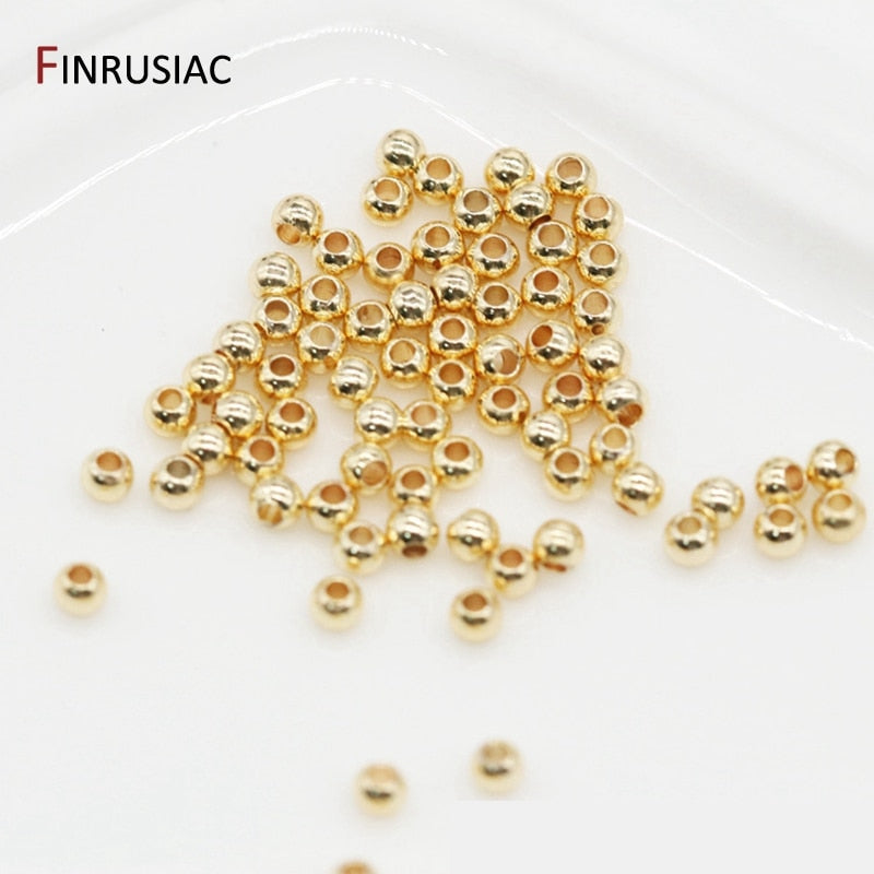 Gold Plated Round Spacer Beads For Jewelry Making DIY Making Bracelet Necklace Ball Beads Wholesale