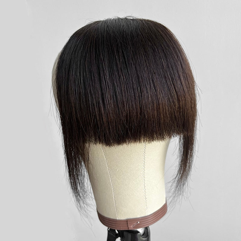 MRSHAIR Human Hair Bangs With Sideburns 3D Clip-on Hair Bangs Natural Large Overhead Fringe Fake Hairpieces NonRemy 2.5"x4.5"