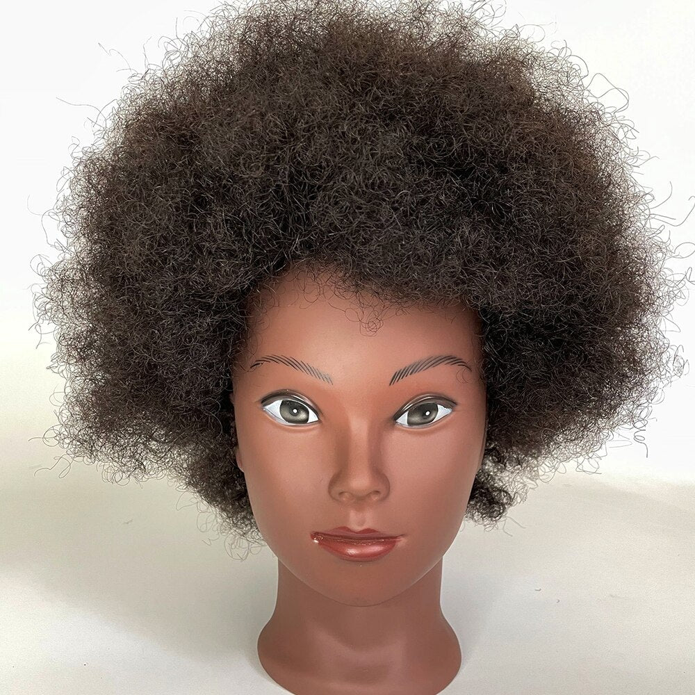 Traininghead Salon Afro Mannequin Head Human Hair Dummy Doll Hairdressing Training Head Real Hair Manikin Head Braiding Practice