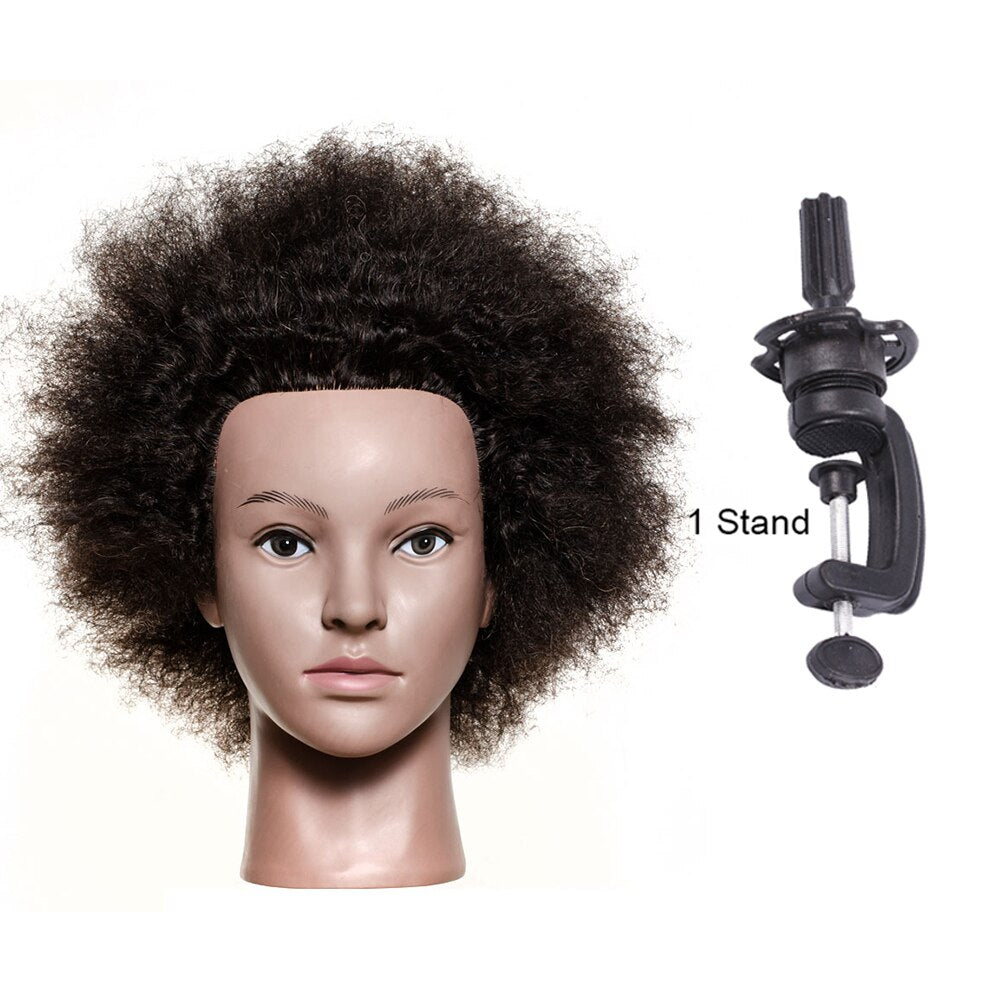 Traininghead Salon Afro Mannequin Head Human Hair Dummy Doll Hairdressing Training Head Real Hair Manikin Head Braiding Practice