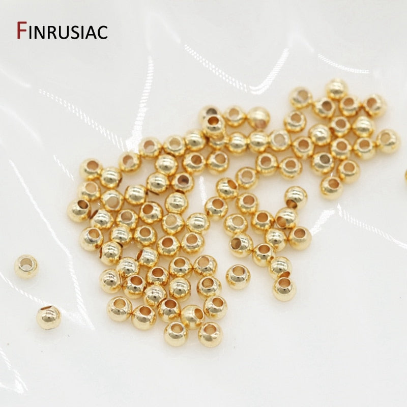 Gold Plated Round Spacer Beads For Jewelry Making DIY Making Bracelet Necklace Ball Beads Wholesale