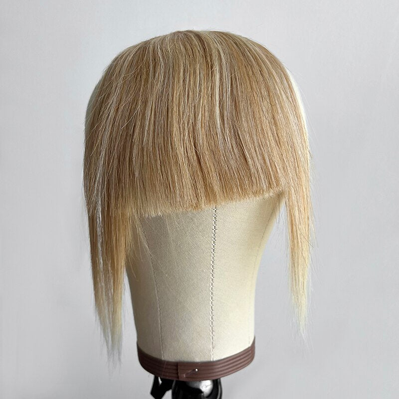 MRSHAIR Human Hair Bangs With Sideburns 3D Clip-on Hair Bangs Natural Large Overhead Fringe Fake Hairpieces NonRemy 2.5"x4.5"
