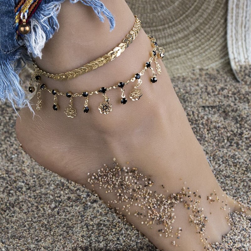 Women's Fashion Luxury Glamour Anklet Girl Girl Grunge Aesthetics Gold-plated Cuff Anklet Jewelry Harajuku Accessories