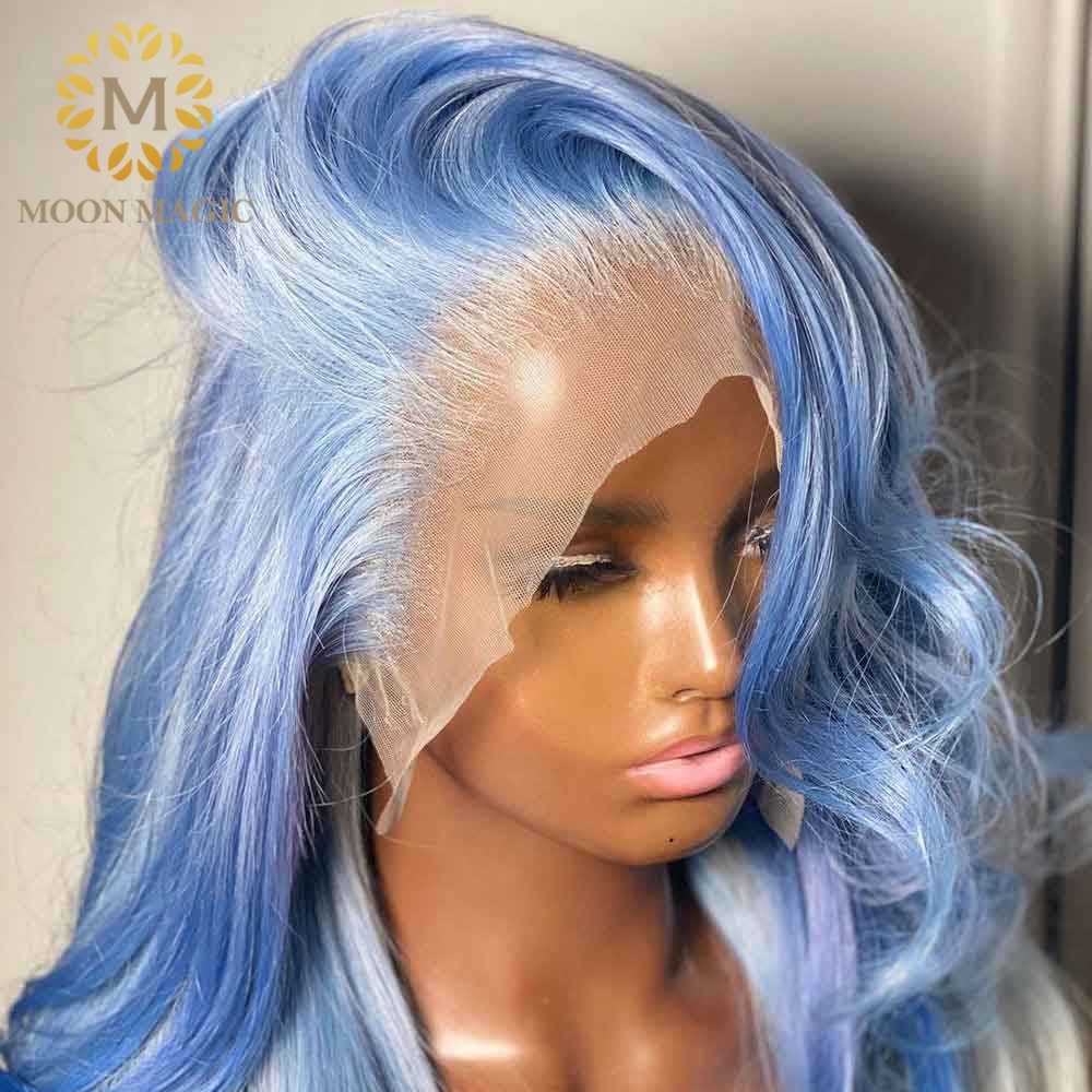 Lace Front Human Hair Wigs Colored Blue Transparent Lace Frontal Wig Human Hair 613 Blonde Lace Front Wig Body Wave Lace Wigs