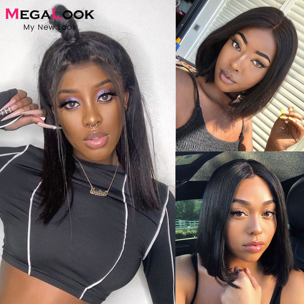 Lace Wig Short Bob Wig Pre Plucked Bone Straight Human Hair Wigs For Women Double Drawn Virgin Human Hair Wig Bob Lace Wigs