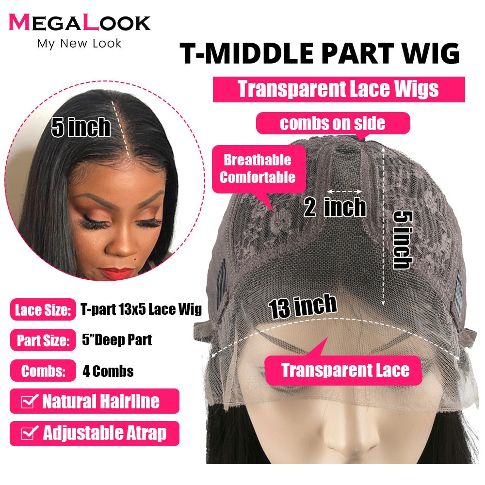 Lace Front Wig Pixie Cut Wig For Women Megalook Remy Human Hair Brazilian Straight Hair Wig Pre Plucked Pixie Cut Wig 150%