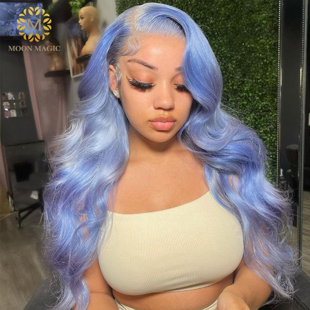 Lace Front Human Hair Wigs Colored Blue Transparent Lace Frontal Wig Human Hair 613 Blonde Lace Front Wig Body Wave Lace Wigs
