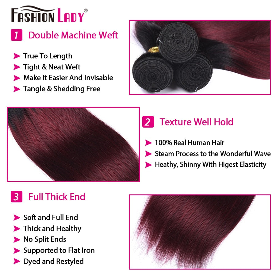 Ombre Bundles Straight Human Hair Bundles T1b99j Fashion Lady Hair Extension Brazilian Bundles Ombre Human Hair Bundles Non-Remy