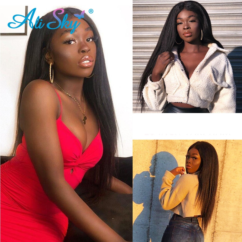 Peruvian Hair Kinky Straight Bundles Brazilian Remy Hair Extensions Human Hair 100% Human Hair Bundles for Black Women 1/3/4PCS