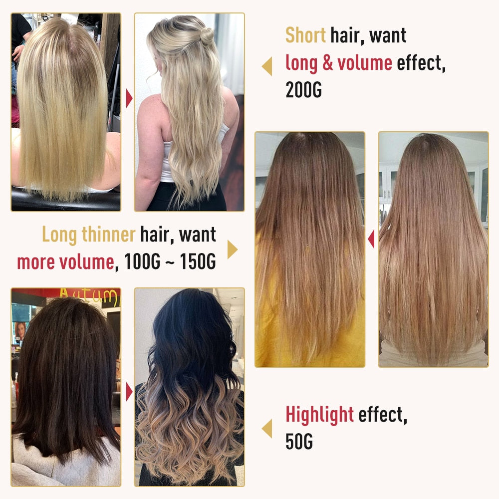 Moresoo Seamless PU Clip in Human Hair Extensions 14-22 inch Hair Straight Machine Remy Brazilian 7PC 100G Natural Invisible