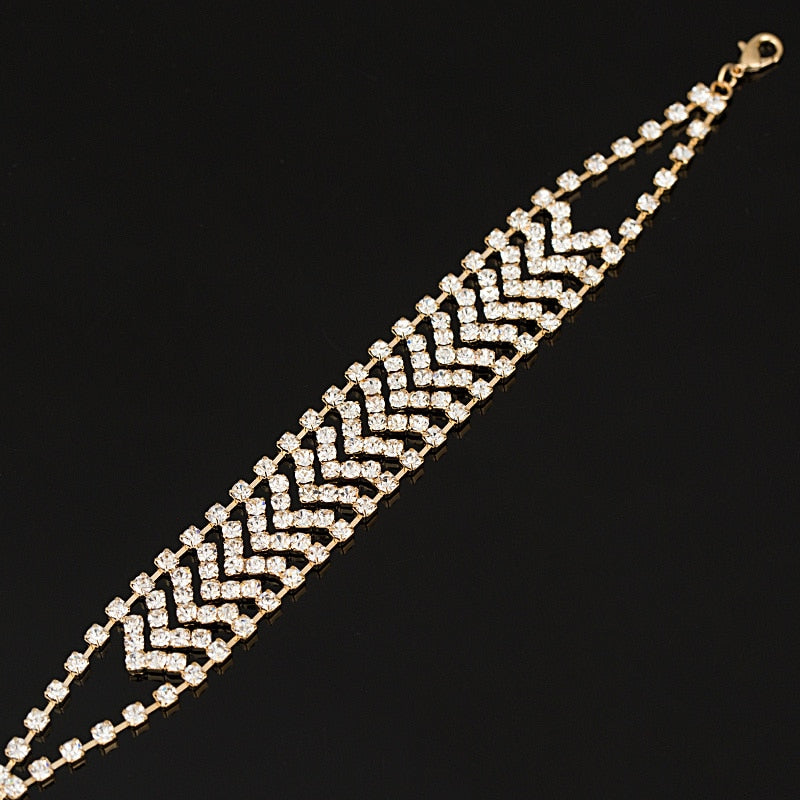 Gold and silver plated girl crystal bracelet 2015 valentine day gift fashion rhinestone bracelet stone jewelry B006