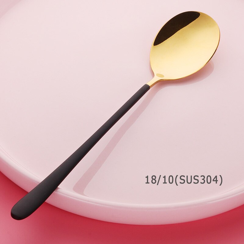 Buyer Star 5 Colors Stainless Steel Spoon 1 pcs Gold Spoon for Ice Cream Dinner Tableware Gold Plated Dessert Tea Coffee Spoons