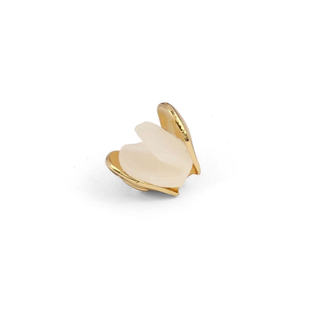 TOPGRILLZ Golden Color Plated Grillz Cap Gold Tone Single TopWith CZ Stone Teeth Grills Hip Hop Tooth Grill