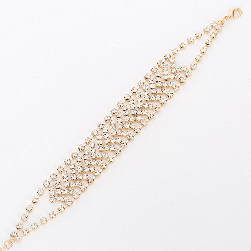 Gold and silver plated girl crystal bracelet 2015 valentine day gift fashion rhinestone bracelet stone jewelry B006