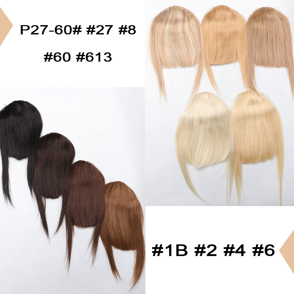 MRSHAIR Human Hair Bangs With Sideburns 3D Clip-on Hair Bangs Natural Large Overhead Fringe Fake Hairpieces NonRemy 2.5"x4.5"