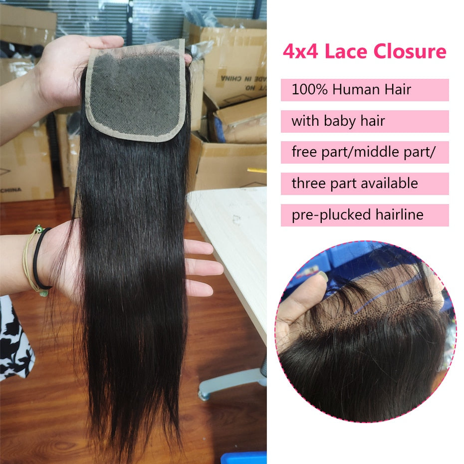 Gabrielle Transparent Lace Frontal Brazilian Straight 13x4 HD Lace Frontal Closure Human Hair 4x4 Brown Lace Closure