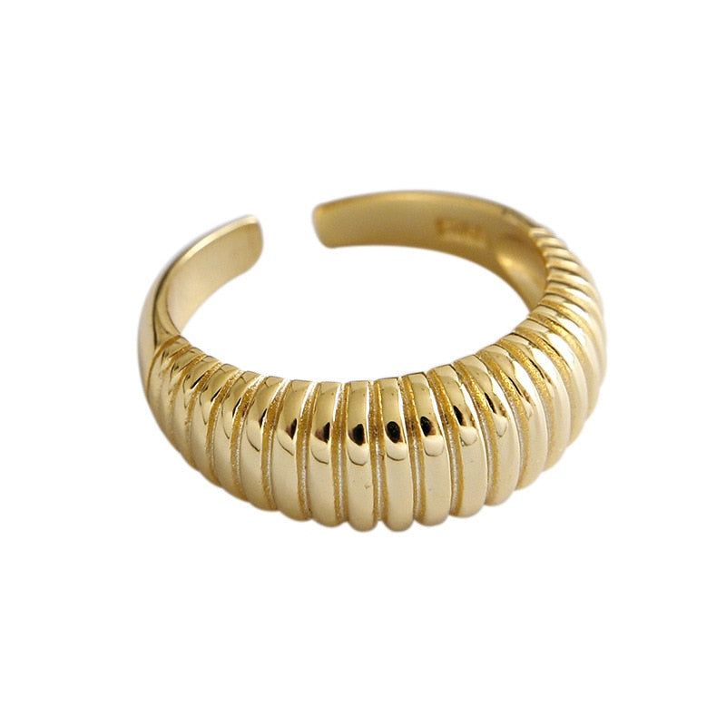 XIYANIKE Silver Color Party Rings for Women France Simple Gold Plated Wave Pattern Creative Design Bride Jewelry Gifts