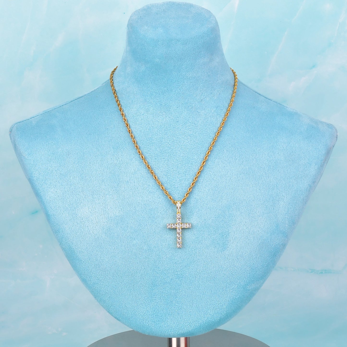 Gold Color Zircon Cross Pendant For Men Women Plated Hip Hop Rock Street Iced CZ Necklace Jewelry