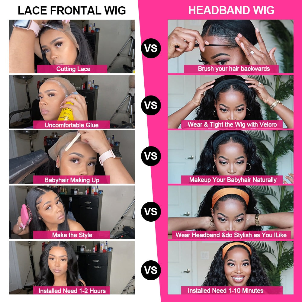 Meetu Body Wave Headband Wig Human Hair Grip Headband Scarf Glueless Wigs For Women Human Hair Wigs Brazilian Remy Headband Wig