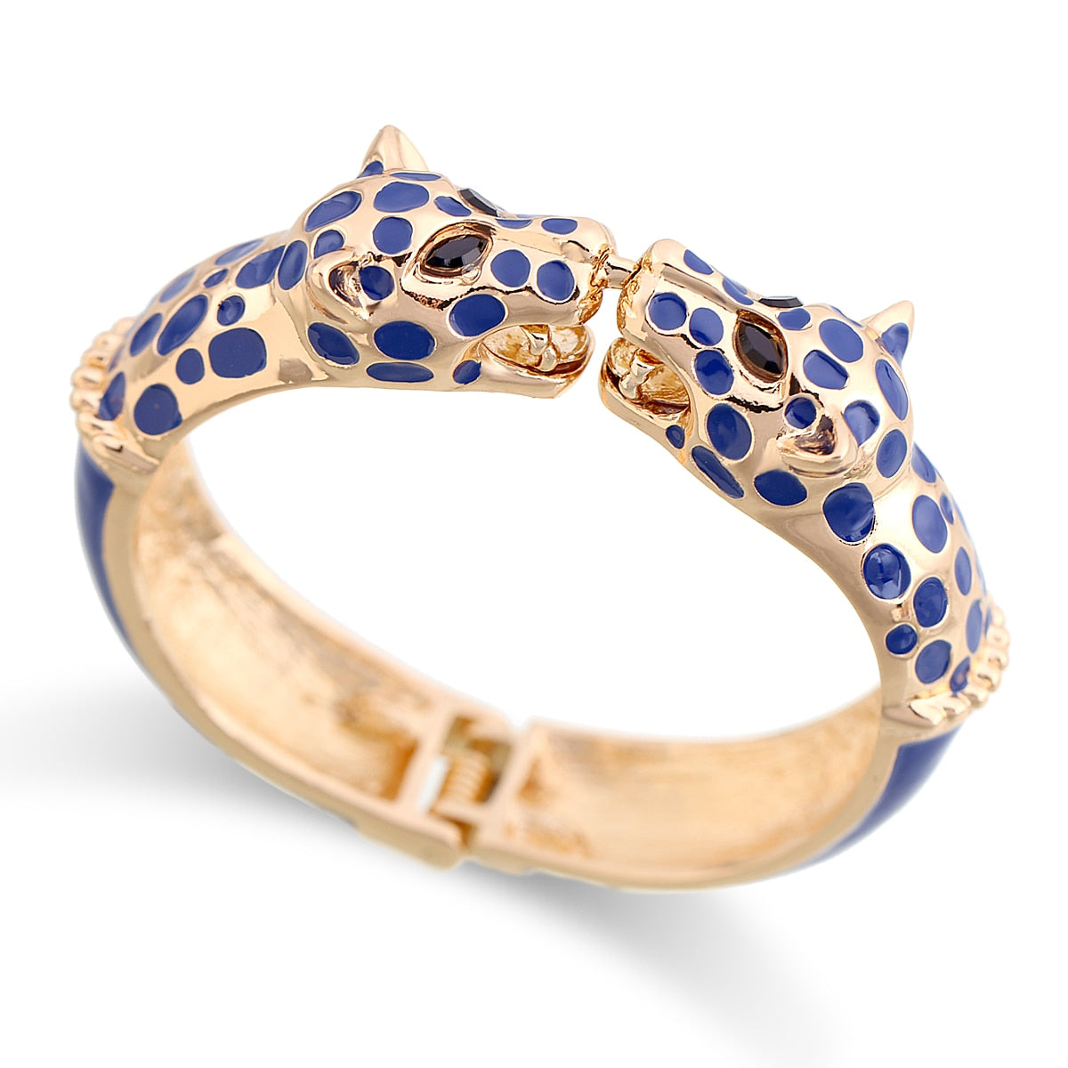 KAYMEN New Fashion Statement Animal Enamel Cuff Bracelets Bangle Gold Plated Colourful Double Leopards Bracelet for Women