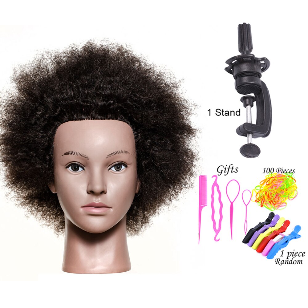 Traininghead Salon Afro Mannequin Head Human Hair Dummy Doll Hairdressing Training Head Real Hair Manikin Head Braiding Practice