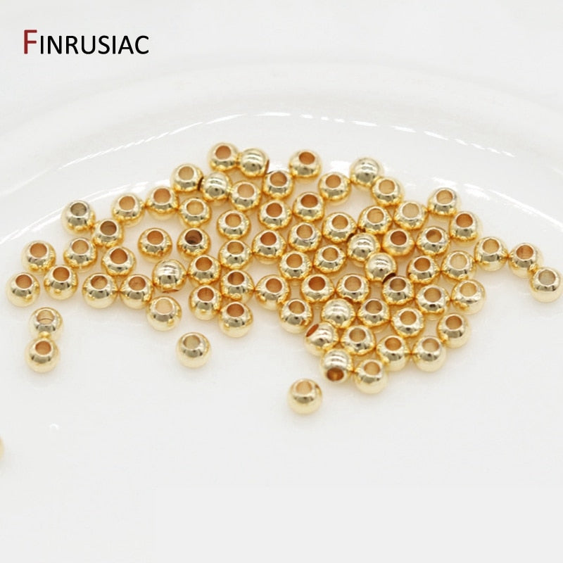 Gold Plated Round Spacer Beads For Jewelry Making DIY Making Bracelet Necklace Ball Beads Wholesale