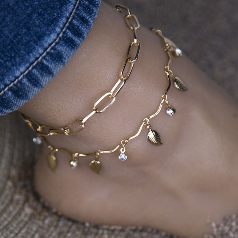 Women's Fashion Luxury Glamour Anklet Girl Girl Grunge Aesthetics Gold-plated Cuff Anklet Jewelry Harajuku Accessories