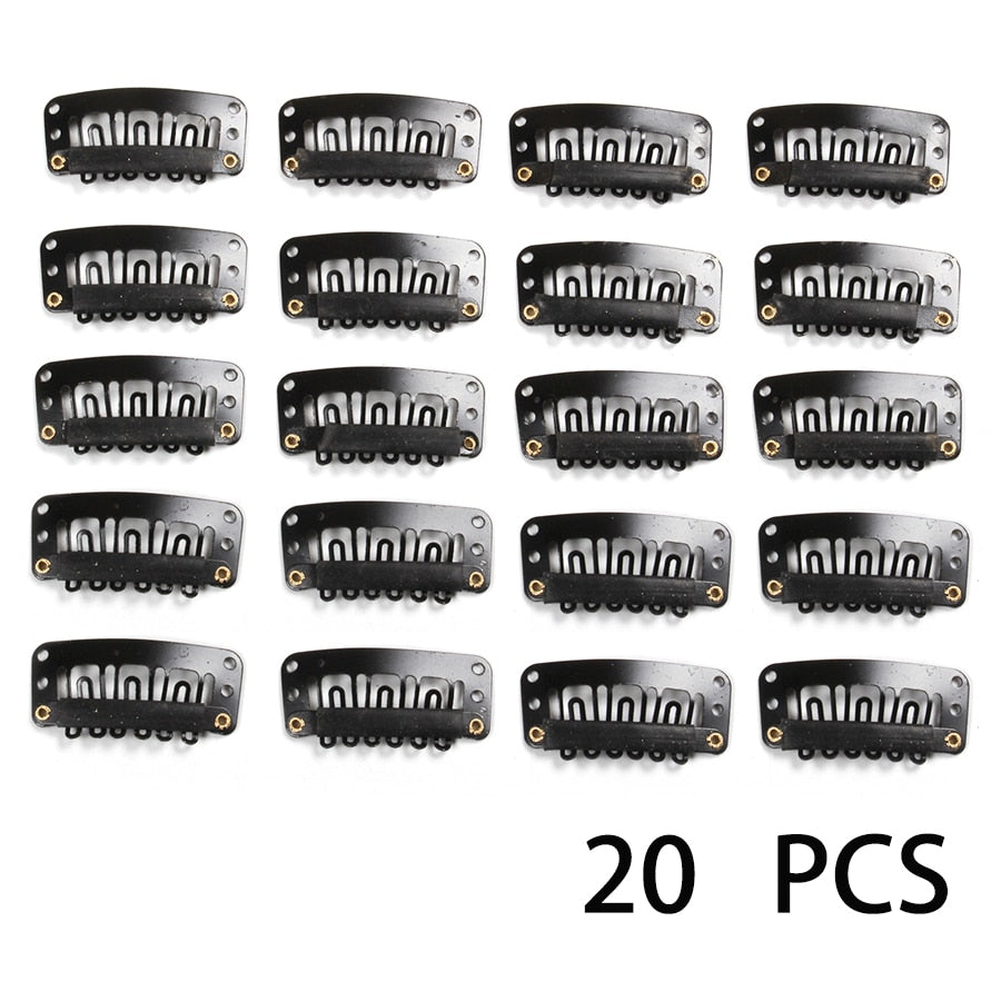 Alileader 20Pcs/Lot Clip In Hair Extension Wig Clips For Human Hair Bangs Snap Hair Clips For Extensions Metal Comb For Closure