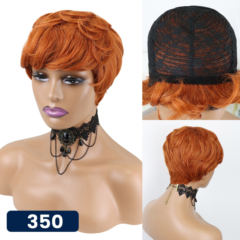 Short Pixie Cut Straight Hair Wig Peruvian Human Hair Wigs For Black Women 150% Glueless Machine Made Wig Free Shipping