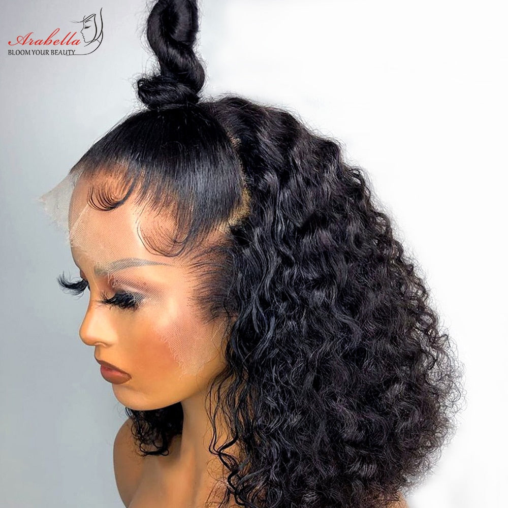 Lace Front Human Hair Wigs Bob Water Wave Transparent Lace Wig Pre Plucked Bleached Knots Arabella T Part Wig Remy Hair Bob Wig