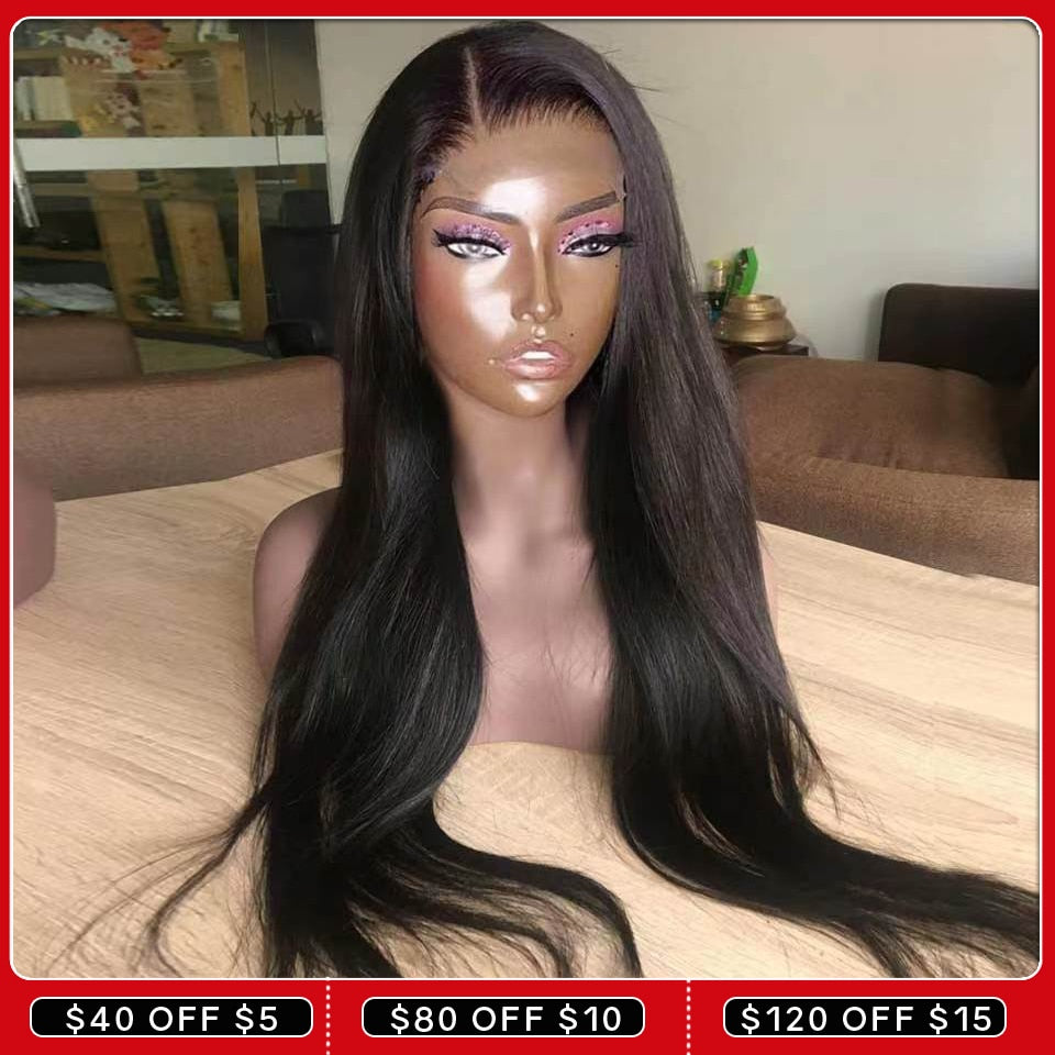 ONETIDE Transparent 34 Inch Bone Straight Lace Front Wig Brazilian Human Hair 13x4 Lace Frontal Wigs For Women Closure Wigs