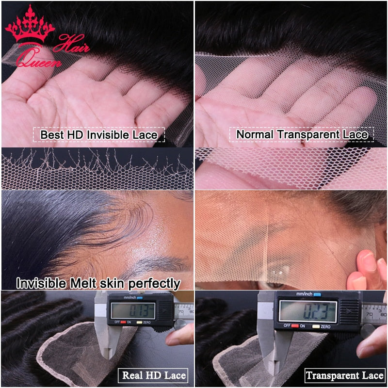 Queen Hair Real HD Invisible 4x4 5x5 6x6 7x7 13x4 13x6 Lace Closure 100% Virgin Human Hair Body Wave / Straight HD Lace Frontal
