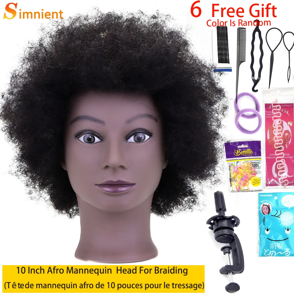 Afro Mannequin Heads With 100%Real Human Hair Hairdressing Training Head For Salon Cosmetology Manikin Dummy For Doll Heads Hair