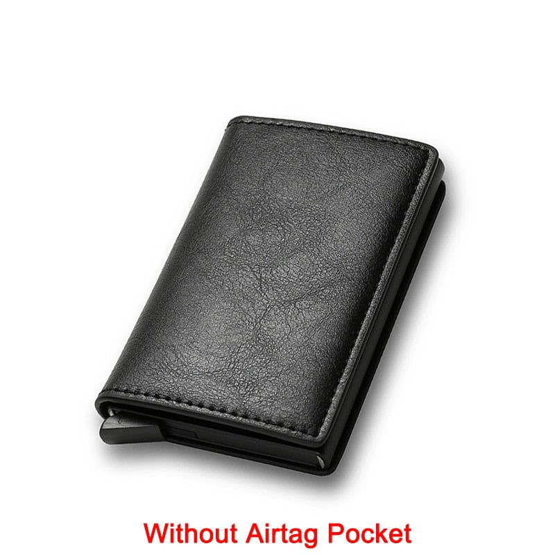 DIENQI Anti Rfid Protection Men Women Credit Card Holder Money Leather Slim Mini Wallet Metal Aluminum Business id Card Case Bag