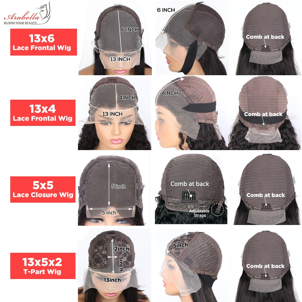 Lace Front Human Hair Wigs Bob Water Wave Transparent Lace Wig Pre Plucked Bleached Knots Arabella T Part Wig Remy Hair Bob Wig