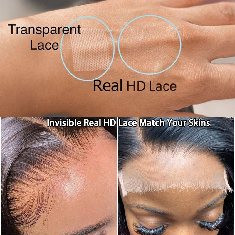 Queen Hair Real HD Invisible 4x4 5x5 6x6 7x7 13x4 13x6 Lace Closure 100% Virgin Human Hair Body Wave / Straight HD Lace Frontal