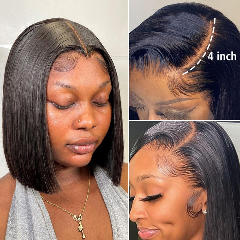 Short Straight Bob Wig Lace Front Human Hair Wigs For Women Pre Plucked Remy Closure Brazilian Human Hair Lace Frontal Bob Wigs