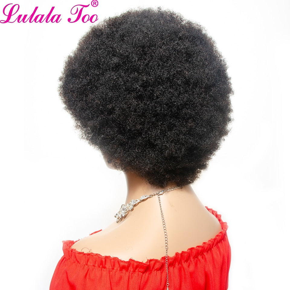 Short Afro Wig Brazilian Human Hair Wigs for Woman Remy Glueless Afro Kinky Curly Wig 150% Density Natural Color Remy Yepei Hair